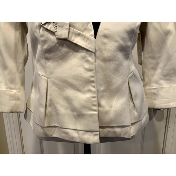 Floreat Anthropologie Cream W/ Blue Striped Trim Jacket, Size 0 (US) - Picture 4 of 10